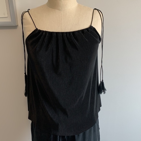 Artistix Tassel Strap Tank Top Black XSmall Ribbed - Picture 3 of 6